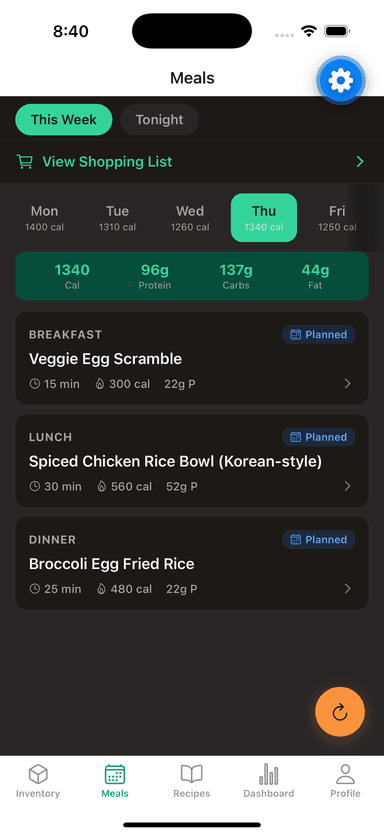 PlateUp — AI meal planning app